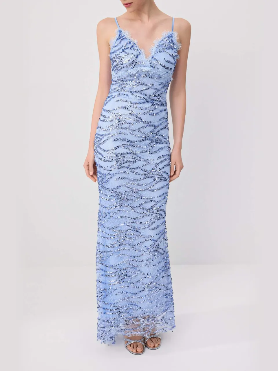 Trendyol TRENDYOLMİLLA Dames Blauw Effen Maxi Mouwloos A-lijn Avond & Gala Jurk, foto 2