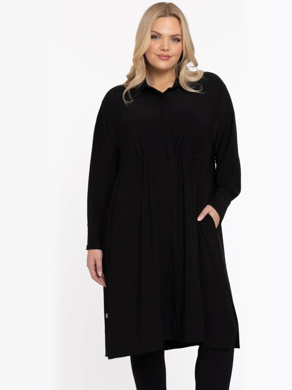 Yoek Tuniek met tailleband | Grote maten tuniek | Zwart, foto 2