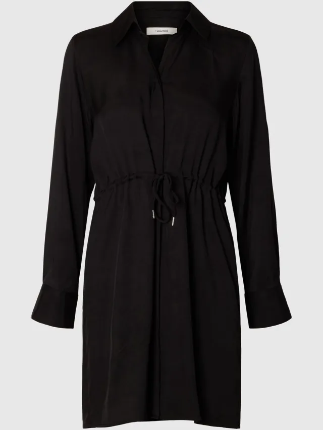 Selected midi-jurk Blouse met lange mouwen Black