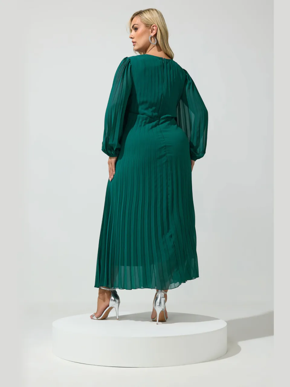Yours London Curve Geplooide Jurk In Groenblauw, foto 2
