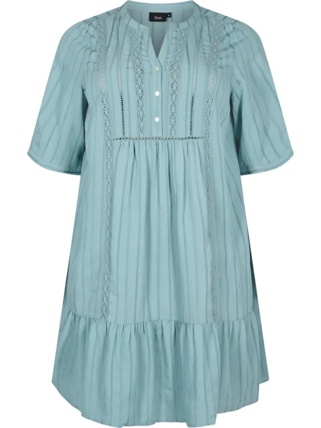 Zizzi MGITTE, 1/2, ABK DRESS Dames Jurk - Maat S (42-44) Blauw