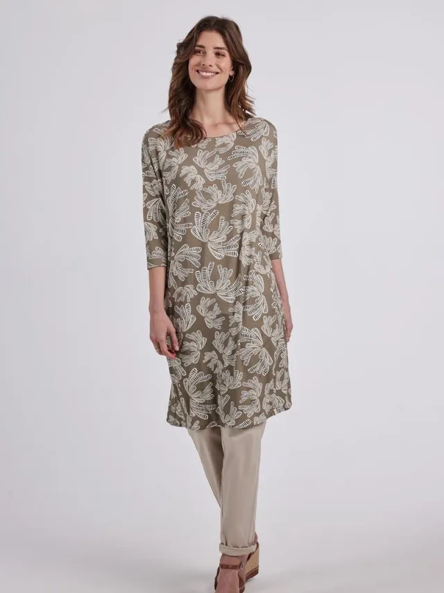 Didi Dames Loose dress Easy Taupe Cocktail print