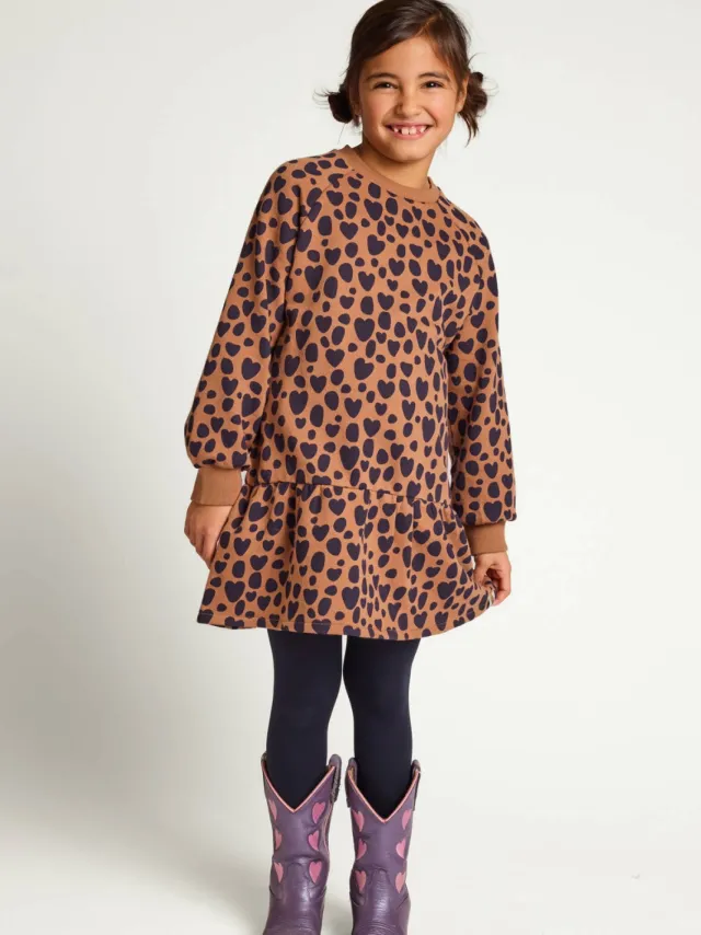 LOOXS little sweatjurk met panterprint bruin