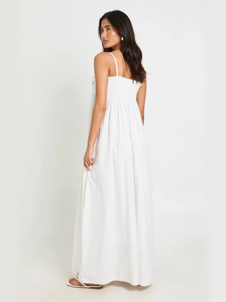 boohoo Dames Maxi Smock Jurk Met Shirring Detail wit, foto 2