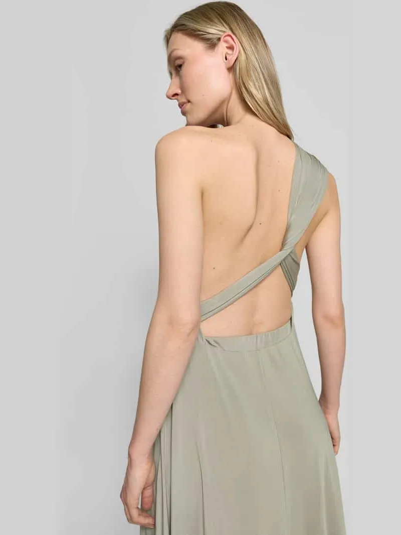 Rose Avenue Knie-lange cocktailjurk met diepe V-hals olijfgroen, foto 4