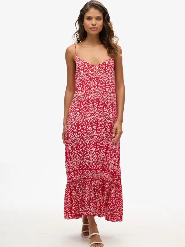 Superdry Lange cami-jurk - Dames - Jurken boho red