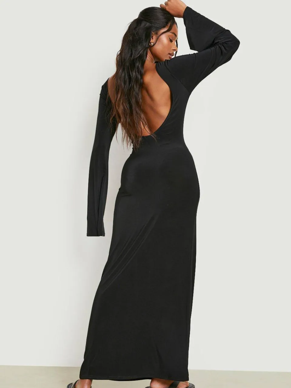 boohoo Dames Heavy Soft Touch Maxi-jurk met lage rug zwart, foto 2