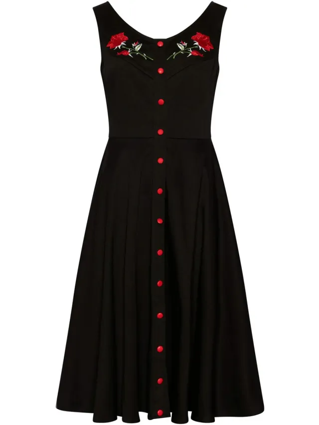 Succubus Clothing Sadie Rose 50's Swing Jurk Zwart