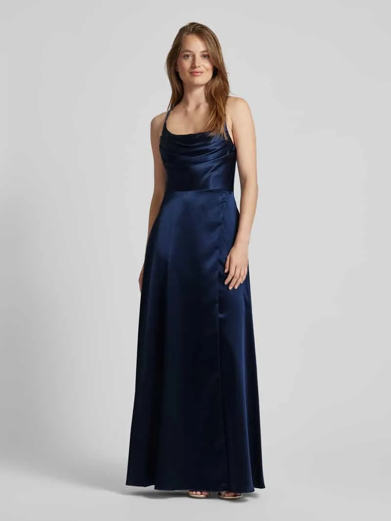 Hey Kyla Avondjurk met watervalhals Donkerblauw