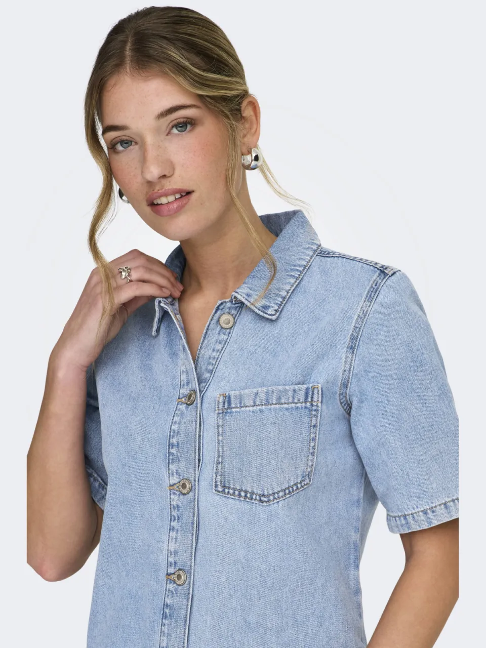 Only spijkerjurk light blue denim, foto 6