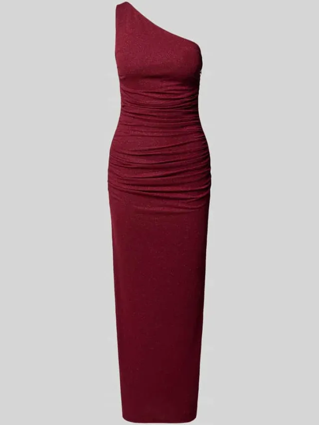 TROYDEN COLLECTION Avondjurk met asymmetrische hals en plooien bordeaux, foto 2