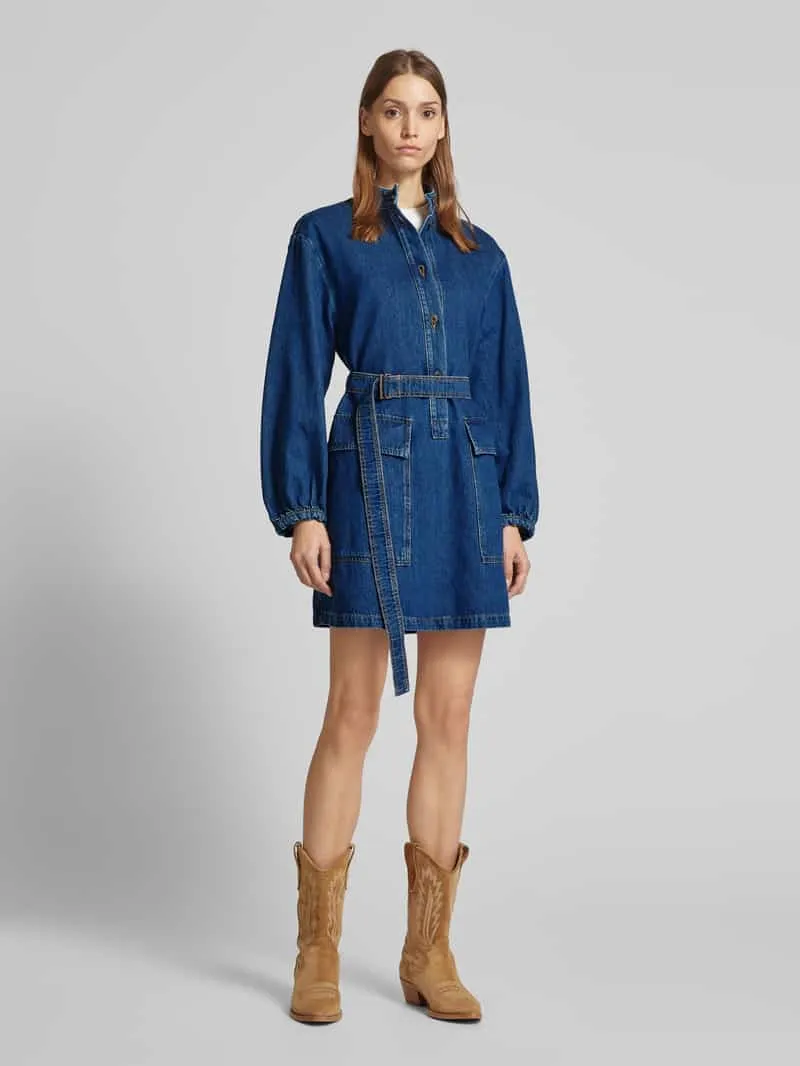 Max Mara Jeansjurk met tailleriem, model 'EURO' blauw, foto 5