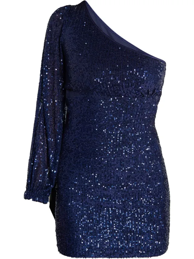 Faina Mini-jurk met één schouder marine