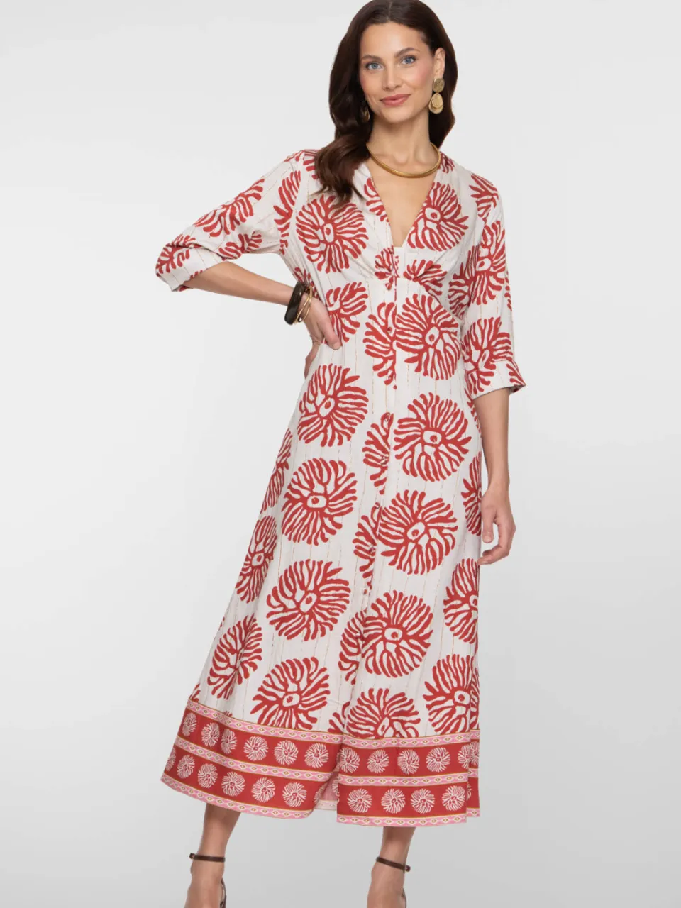 Geisha gebloemde blousejurk rood, foto 5