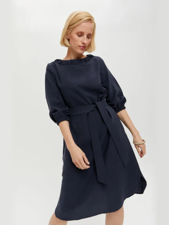 AYANI dames vegan Jurk Celine Donkerblauw Extra donkerblauw