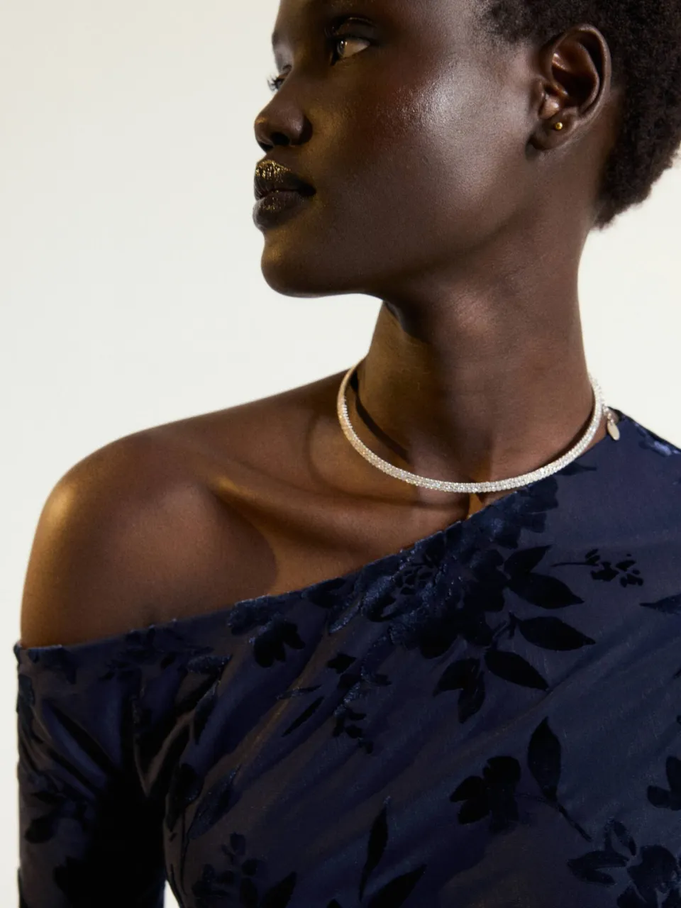 Mango one shoulder korte jurk met print - marineblauw, foto 6