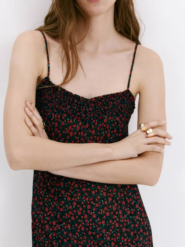 Mango gebloemde midi zomerjurk - rood, foto 7