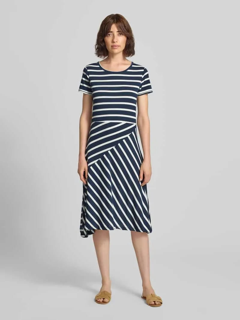 ZABAIONE midi-jurk in all-over look model 'Be44lissa' Marineblauw