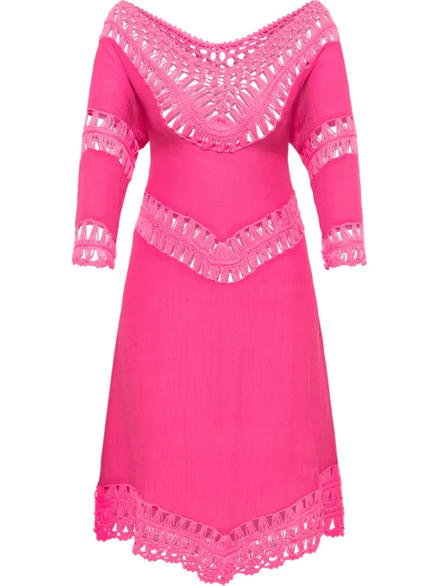 IZIA Tuniekjurkje mini met gehaakt gedeelte Dames roze, foto 2
