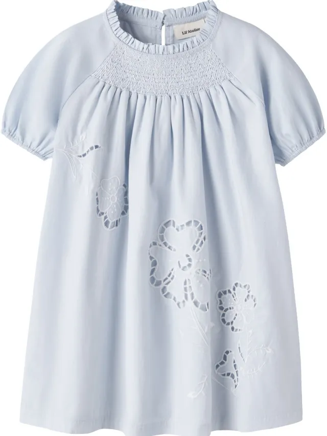 Lil' Atelier Jurk Broderie anglaise Gray Dawn