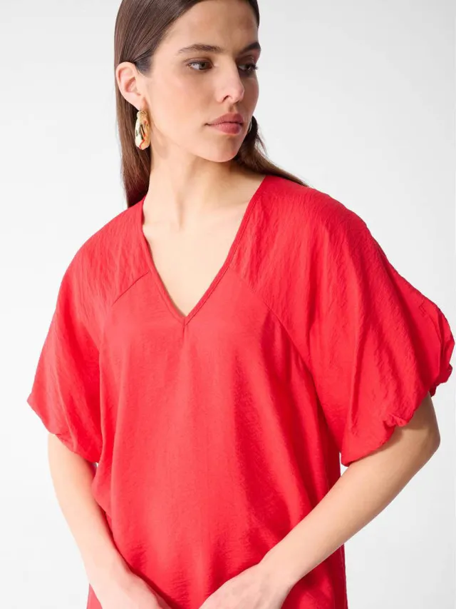 Shoeby v-hals zomerjurk - rood, foto 5