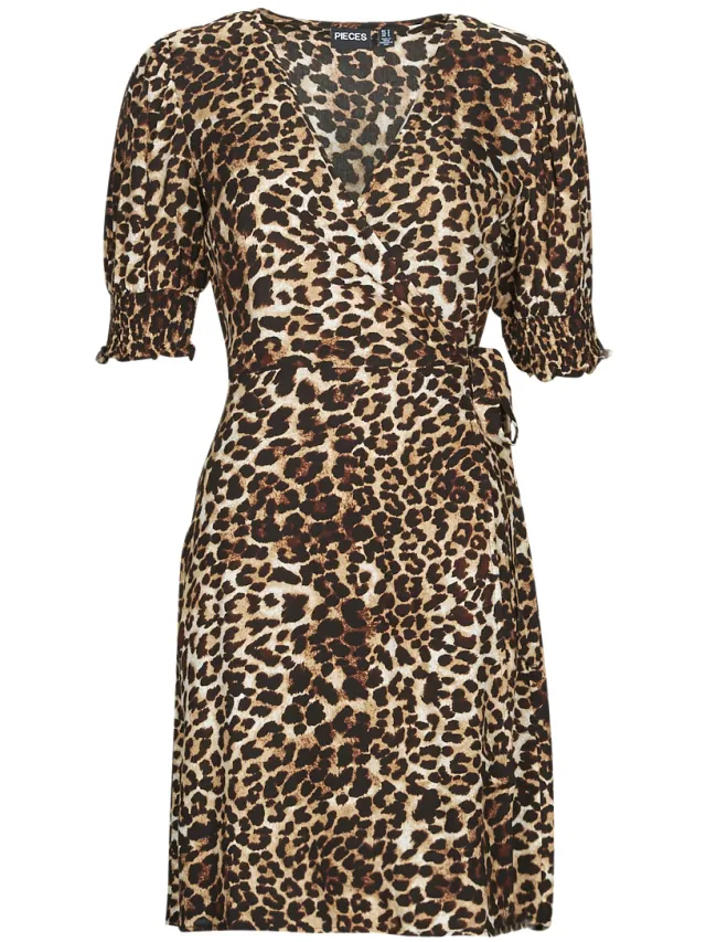 Pieces Lange Jurk Pieces PCTALA 2/4 WRAP DRESS Multicolour