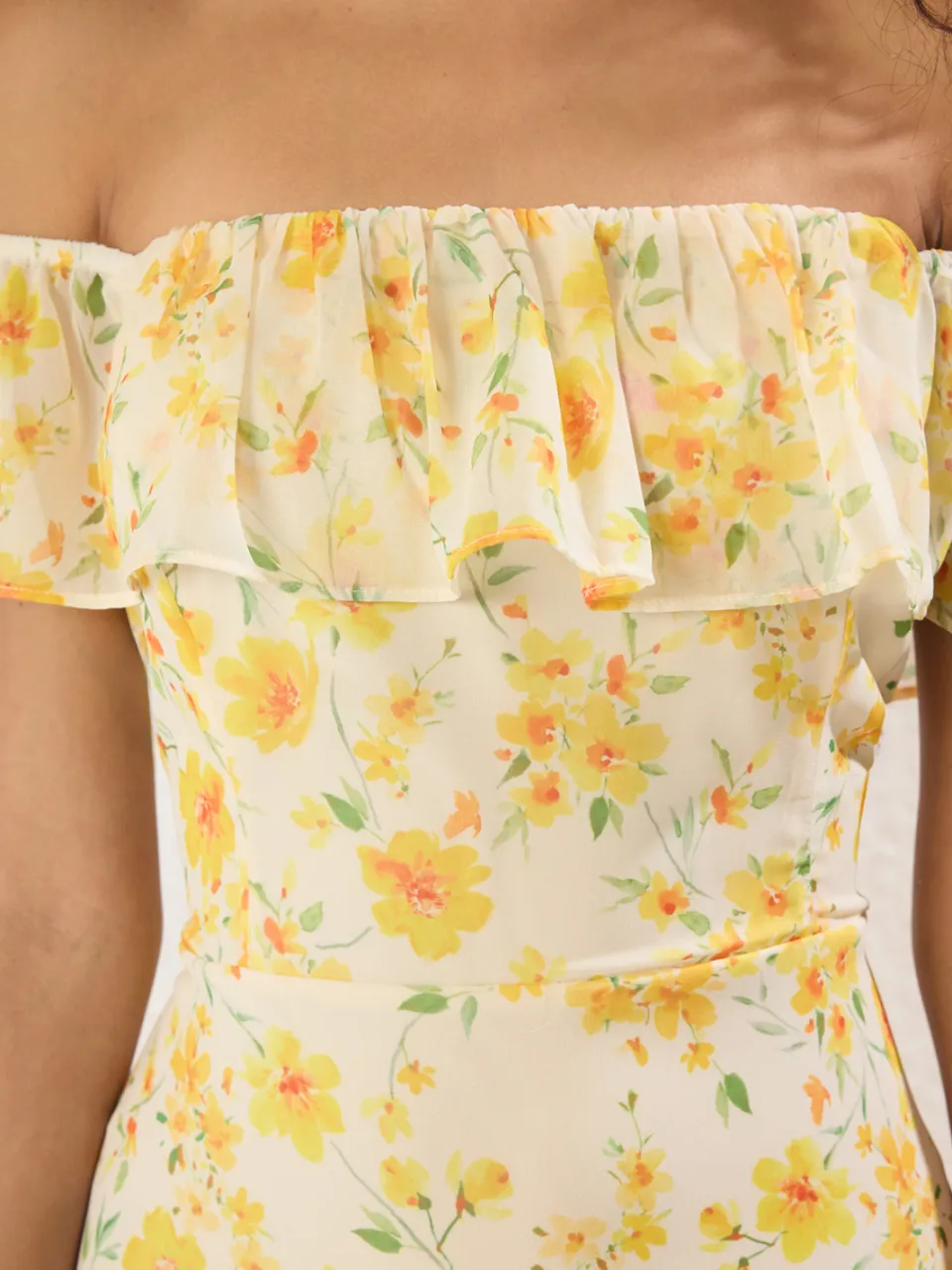 Trendyol TRENDYOLMİLLA Dames Geel Bloemen Midi Mouwloos Avond / Dagelijks A-lijn Jurken, foto 2