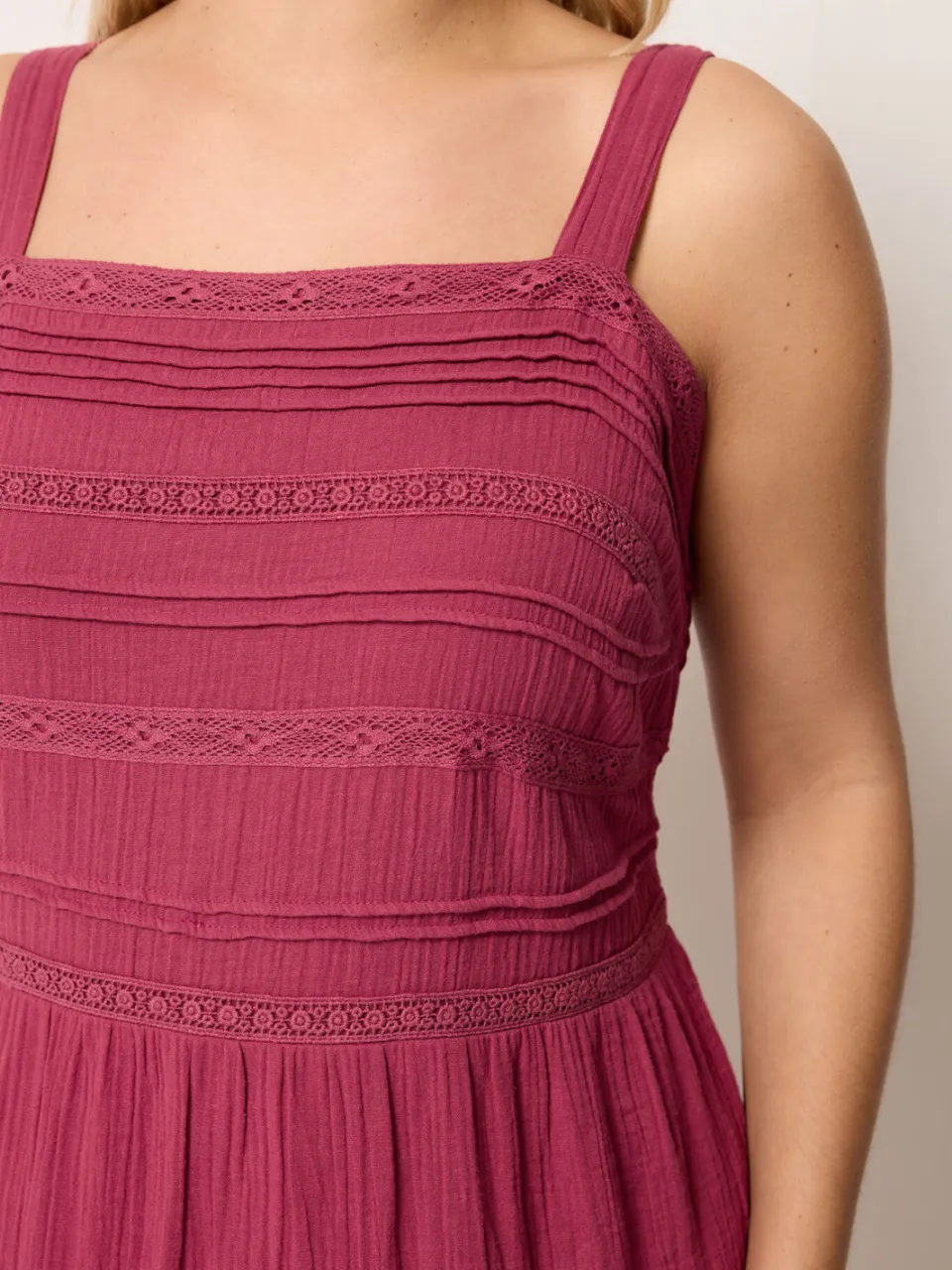 Yours Roze Mousseline Geplooide Gelaagde Jurk, foto 5