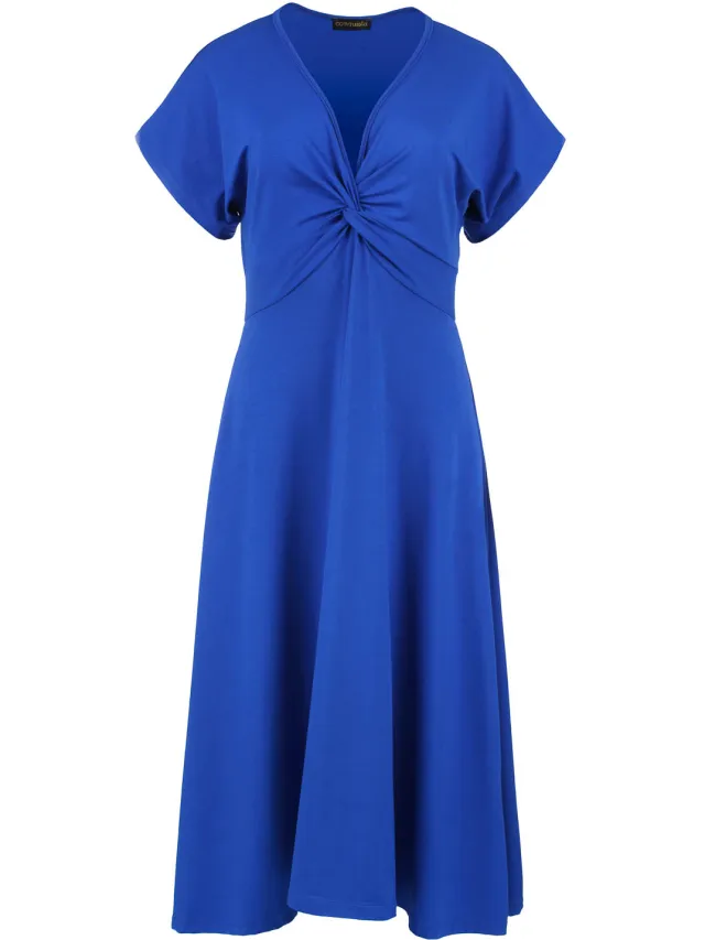 Conquista Blauw koninklijk midi-jurk met vlinderstrik, foto 2