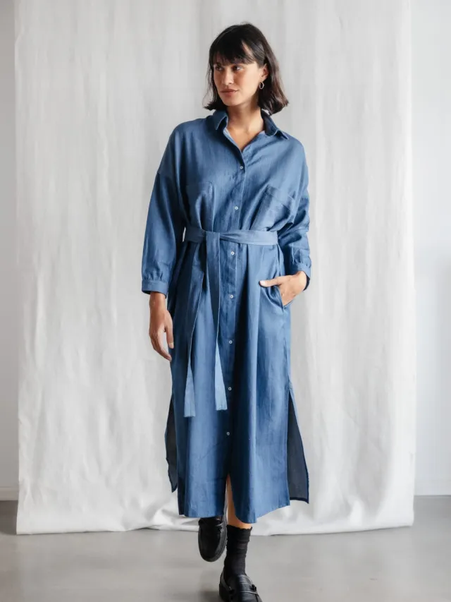 Jyoti - Fair Works dames vegan Blousejurk Ananya Denimblauw