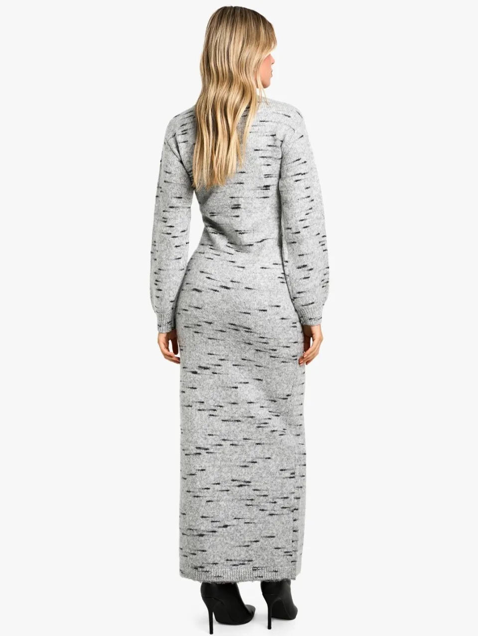 boohoo Dames Soft Knit Marl Gebreide Maxi Jurk grijs, foto 2