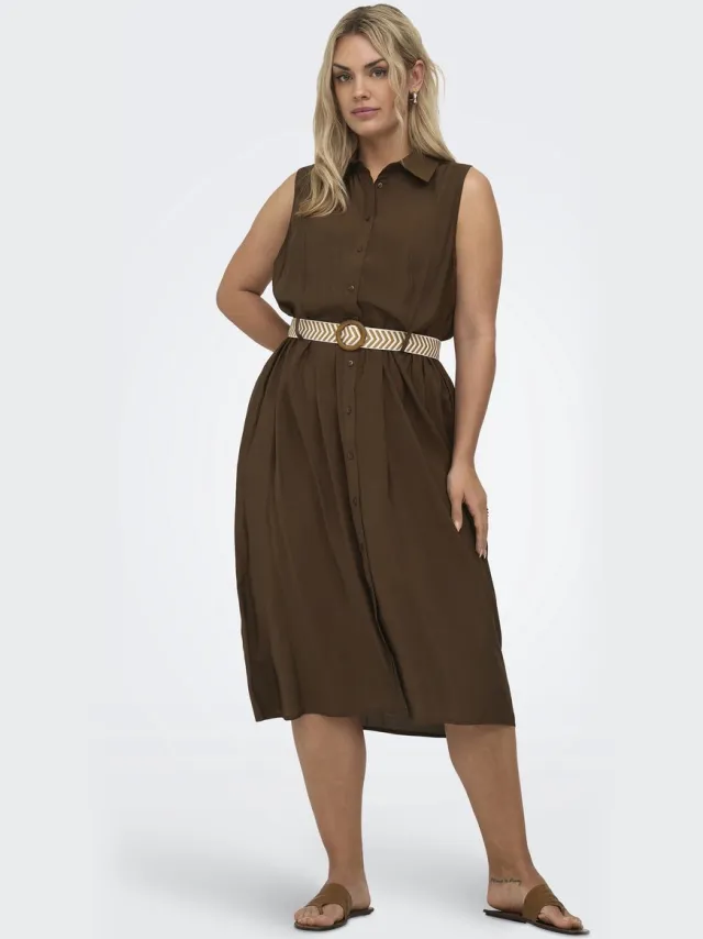 Only Carmakoma ONLY jurk Cargi riem Chocolate Martini