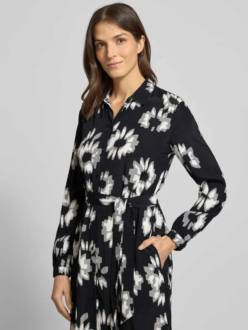 Esprit Midi-jurk met strikceintuur zwart, foto 5