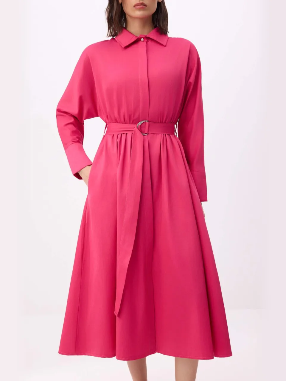 Trendyol TRENDYOLMİLLA Dames Bordeaux Effen Midi Lang Casual Blousejurk Jurken, foto 2