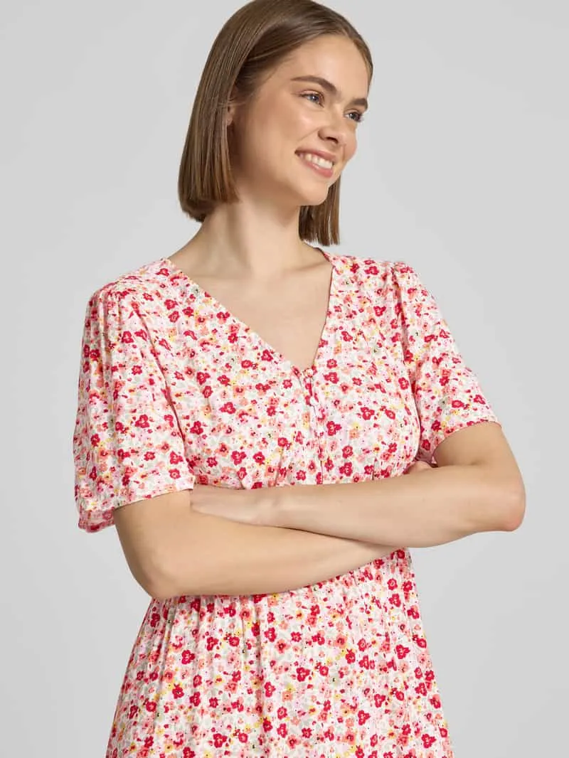 Pieces A-lijn midi-jurk van pure viscose model 'TALA' rood, foto 5