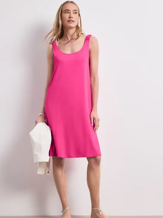 Street One Knielange jurk met gerimpelde bandjes Pink