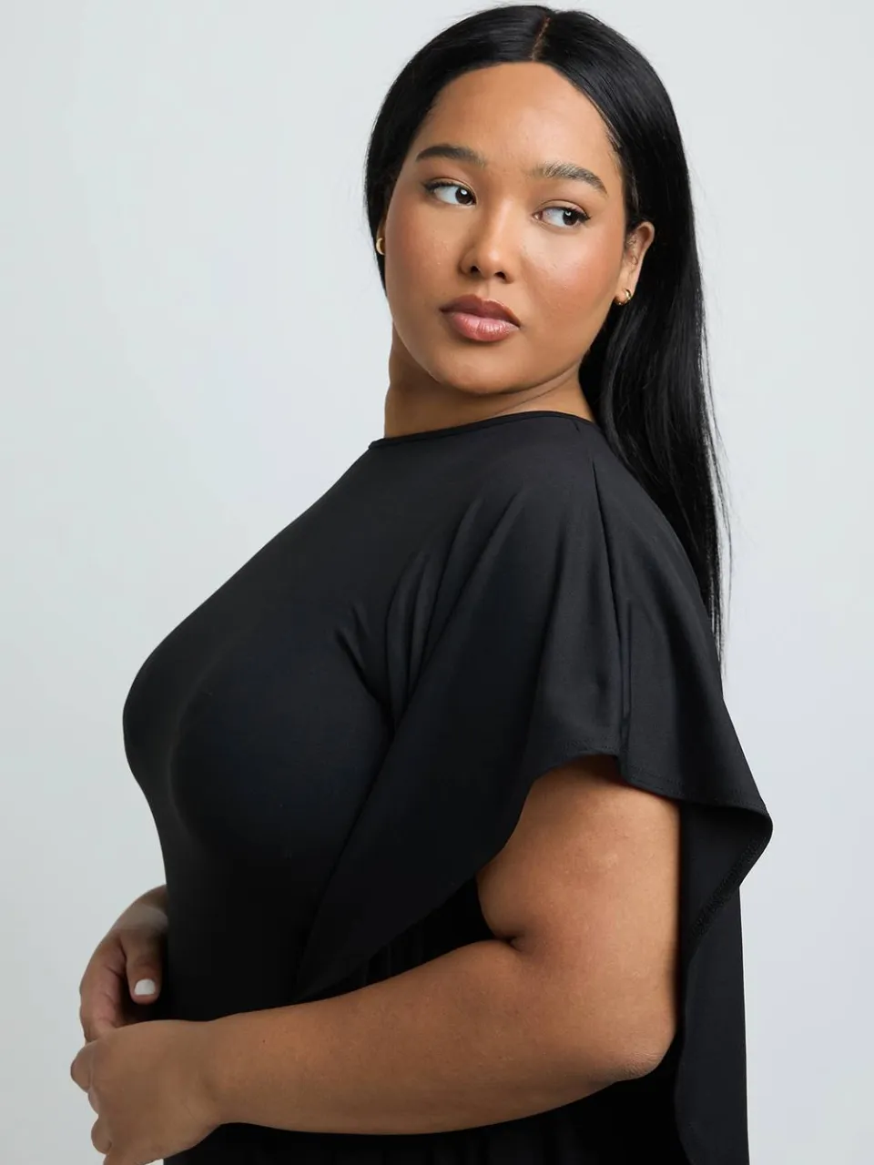 boohoo Dames Plus Mouwloze Geplooid Bodycon Mini Jurk zwart, foto 3