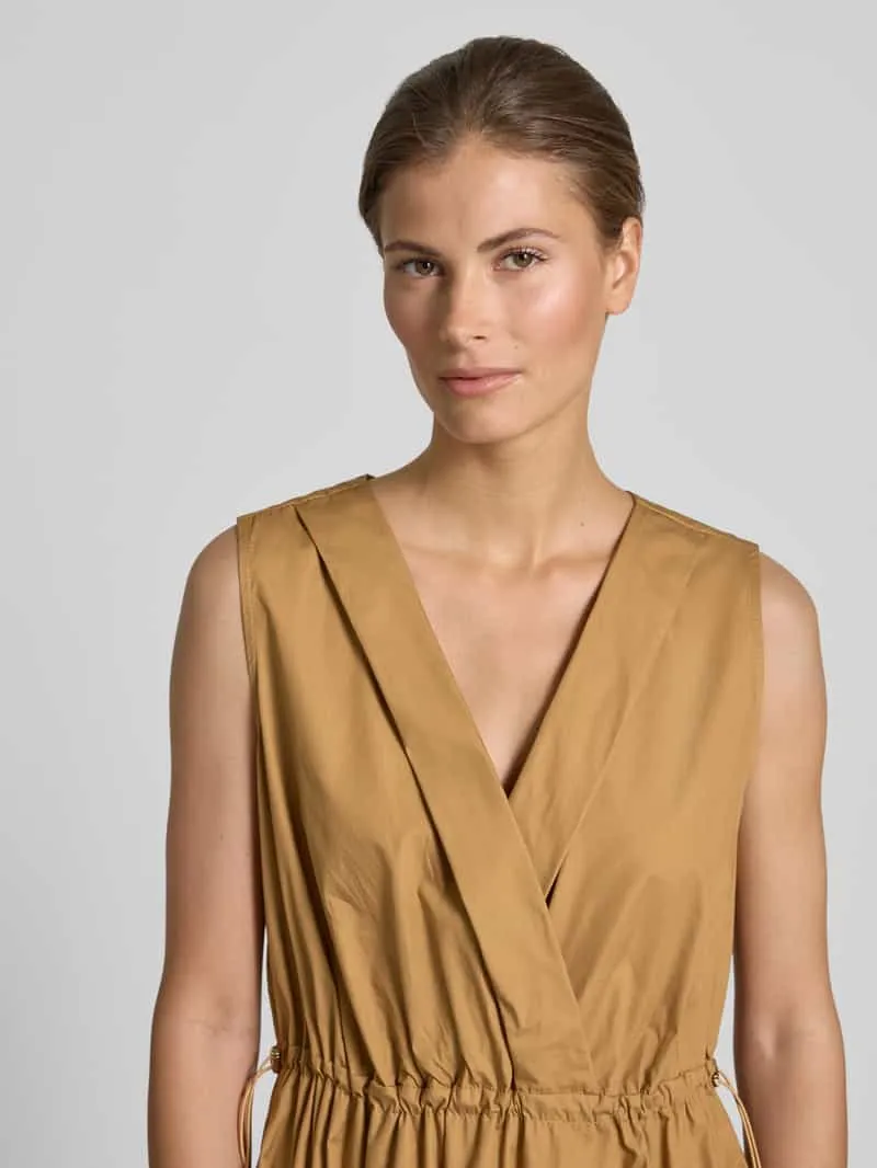 Rinascimento Knielange cocktailjurk met trekkoord en koordstoppers camel, foto 3