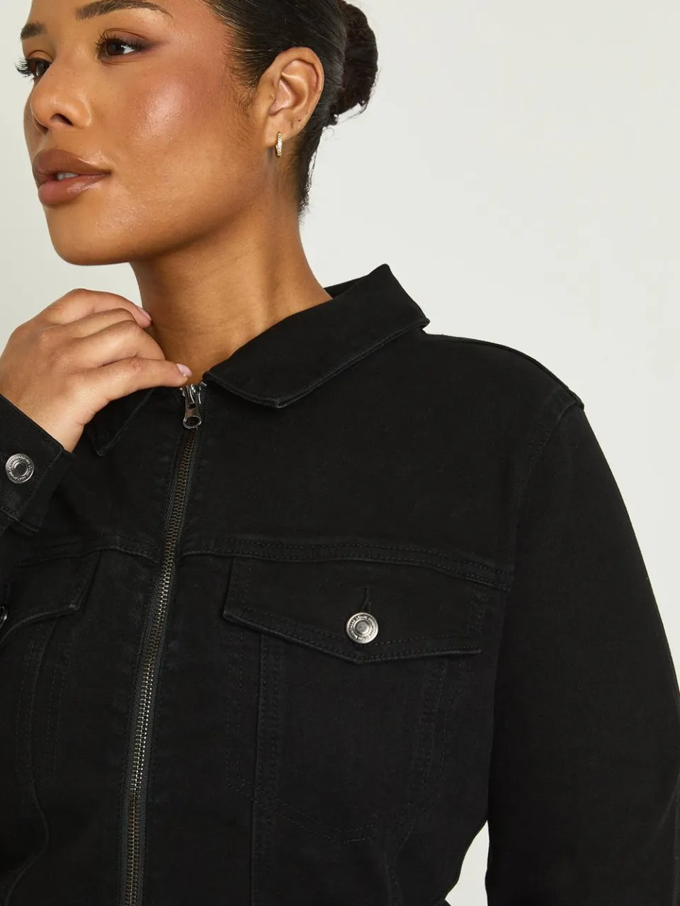 boohoo Dames Plus Denim Rits Shift Jurk, foto 3