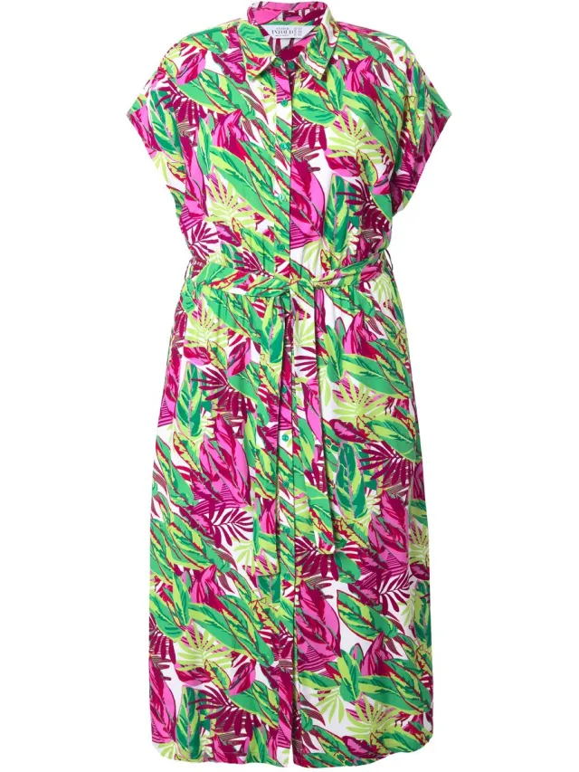Studio Untold Dames - Maxi-jurk oversized jungle-print - Smaragdgroen - Maat 46+