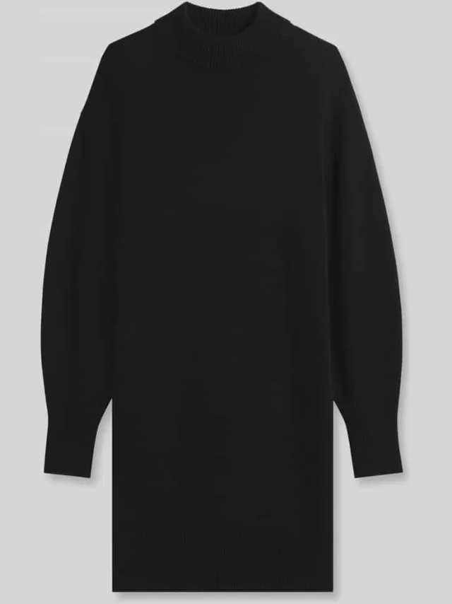 Hugo Loose fit tricotjurk van mix van wol en viscose model 'Sorelleny' zwart, foto 2