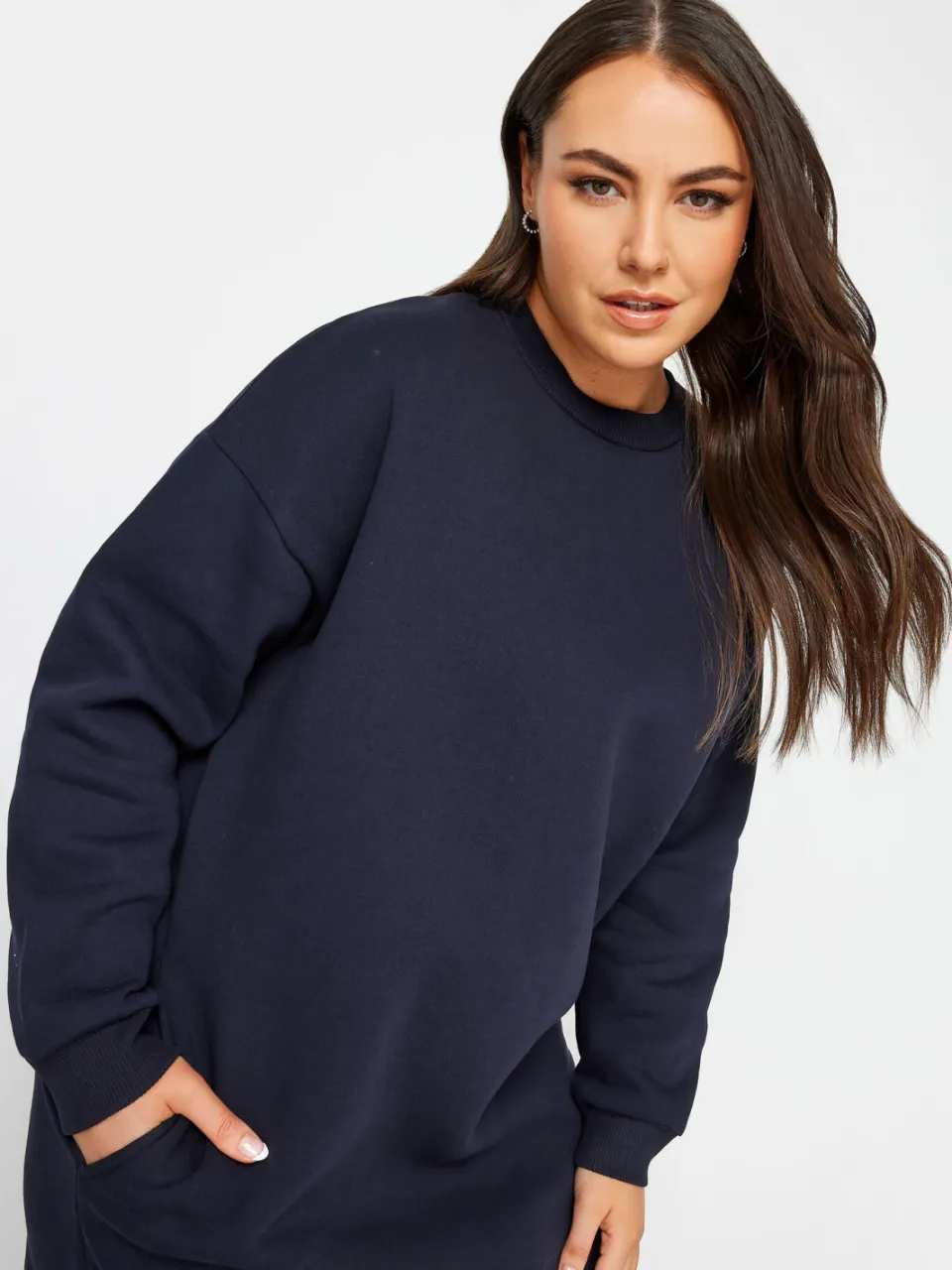 Yours Sweaterjurk Met Lange Mouwen En Zakken In Donkerblauw-56 blauw, foto 4
