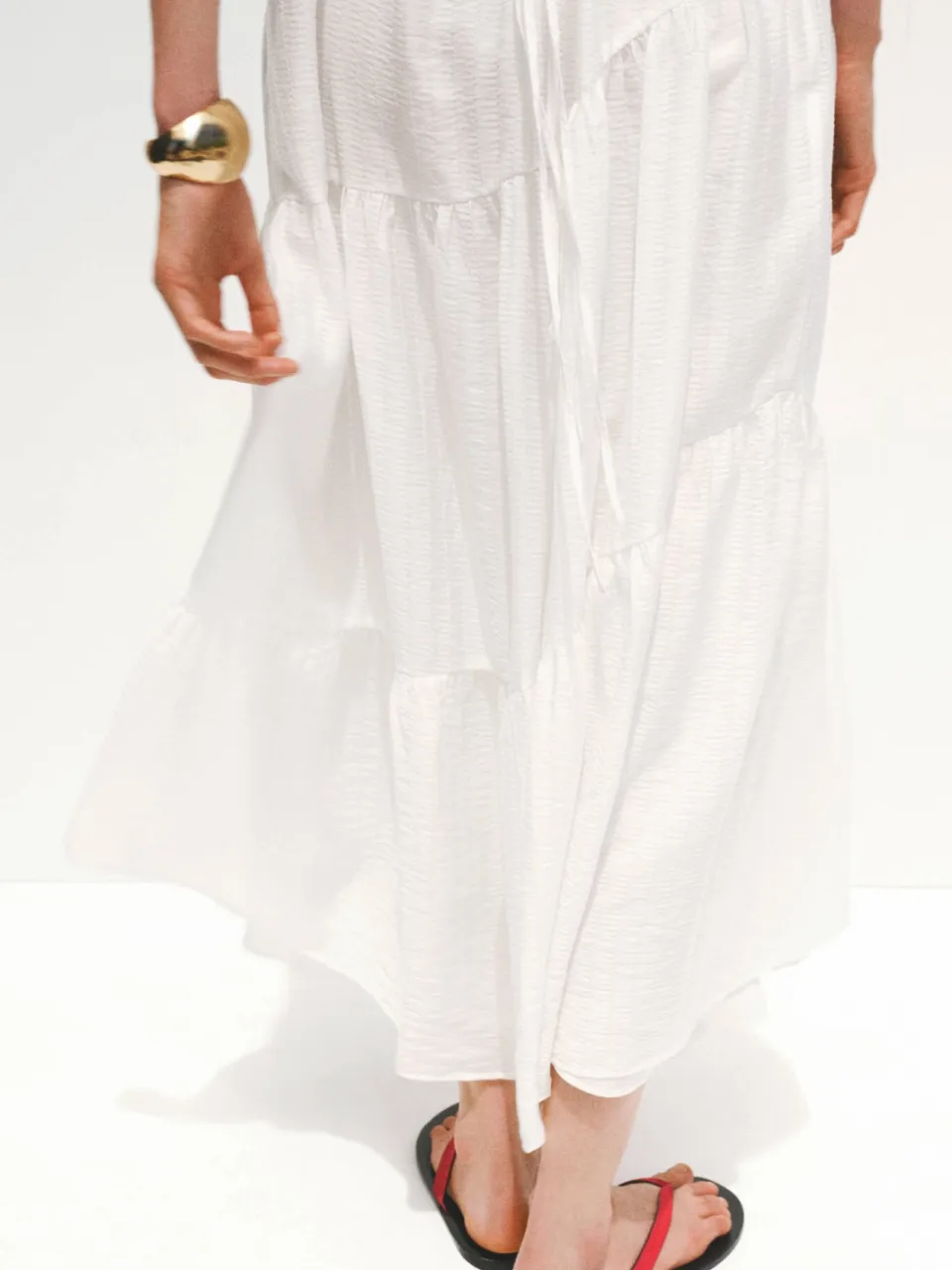 Mango viscose midi zomerjurk - wit, foto 3