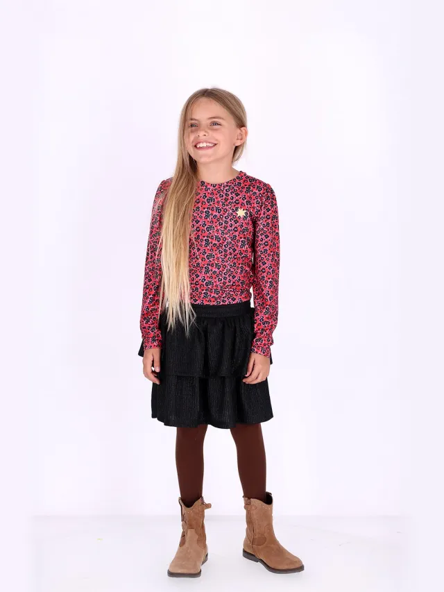 B.Nosy Y609-5868 Jurk meisjes rood Flower Style Ao