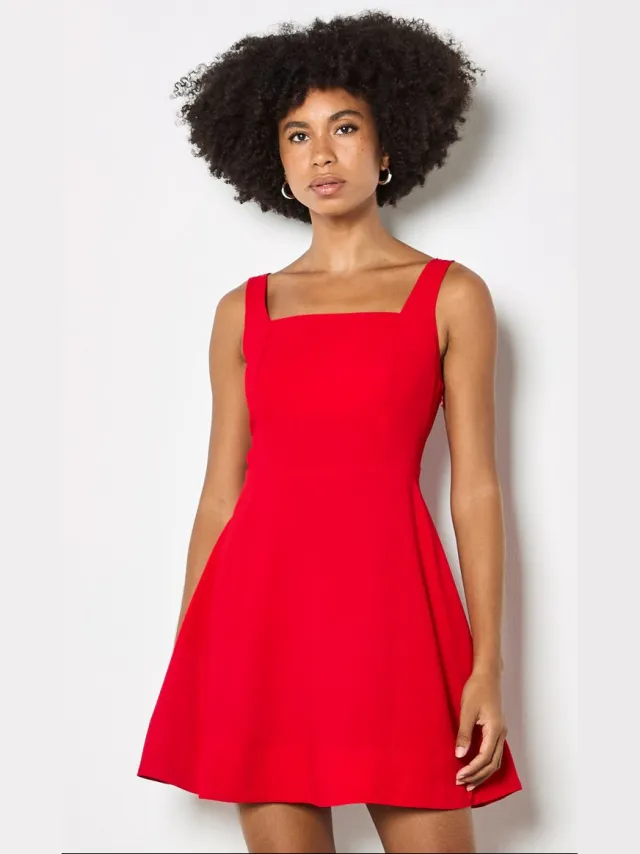 Apricot Fit-and-flare mini-jurk van crêpe Rood