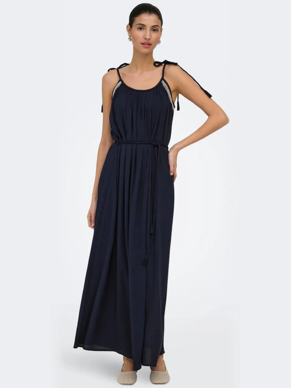 JDY viscose maxi jurk met borduursels - donkerblauw, foto 2