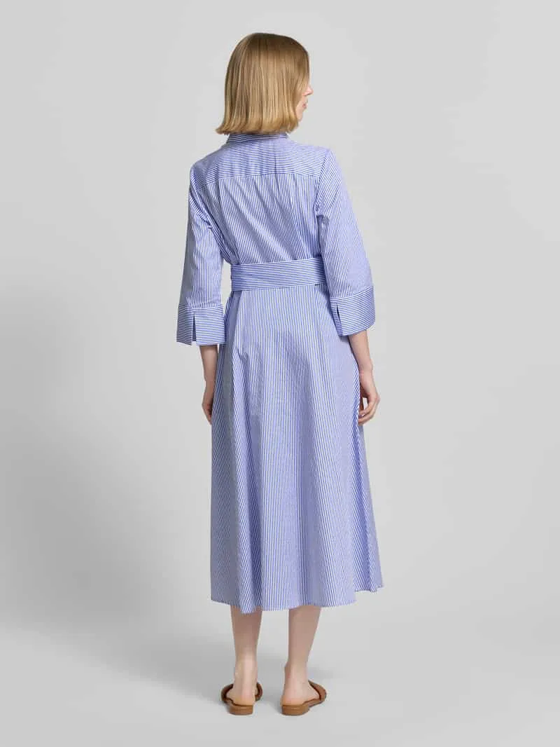 Christian Berg Woman midi-jurk met overhemdkraag bleu, foto 4