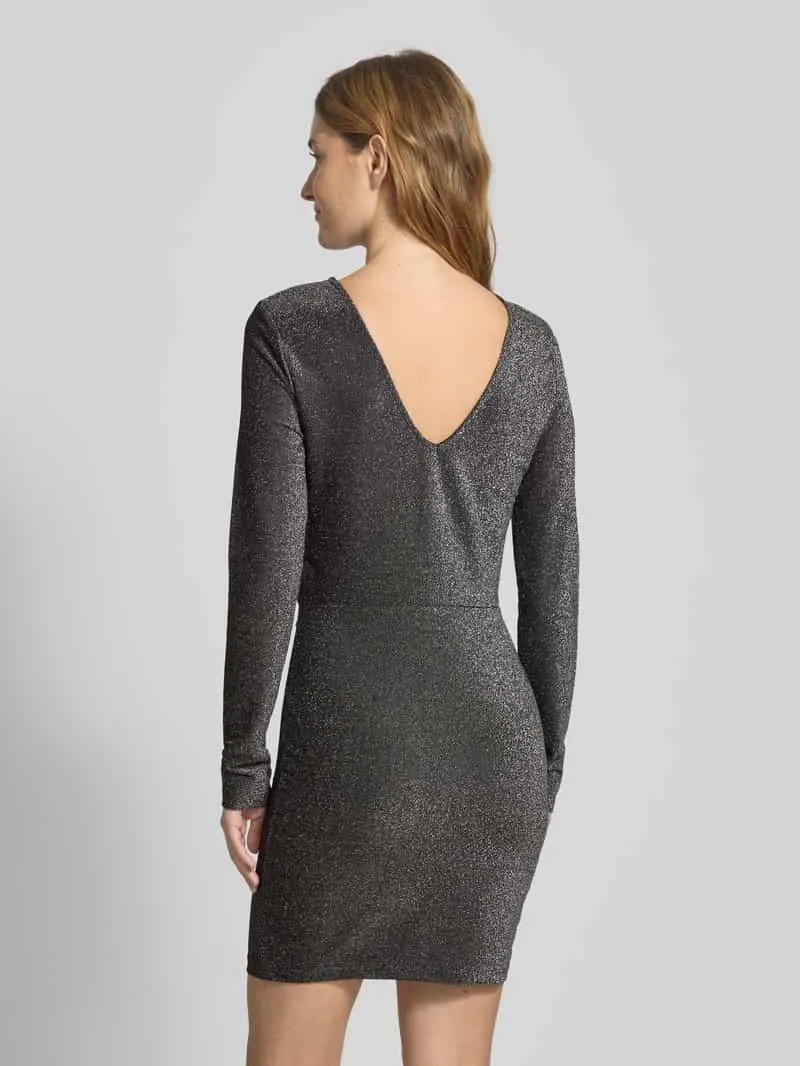 Only Getailleerde cocktailjurk in wikkellook, model 'RICH' zilver, foto 3