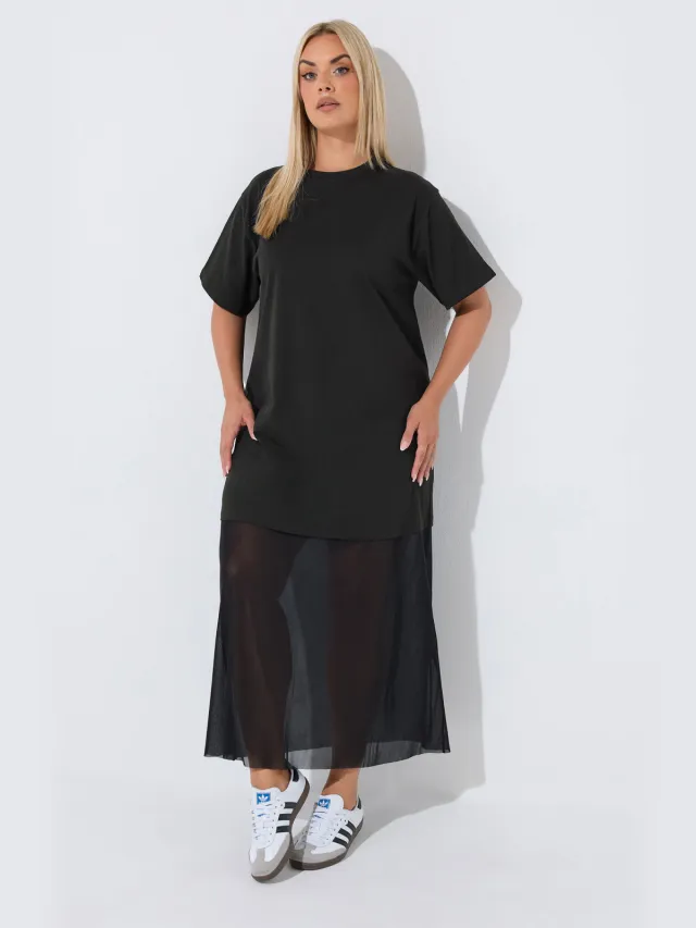 Limited Collection Zwarte Maxijurk Met Kanten Zoom Black