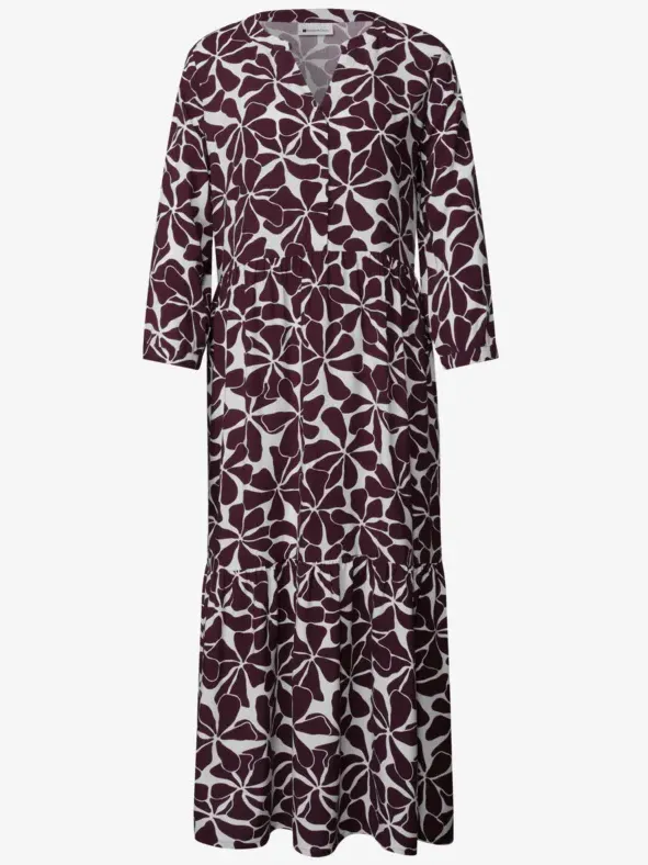 Street One Midi-jurk met gespleten hals en print rood, foto 3